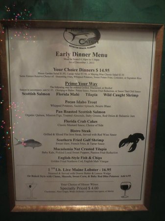 Prime Catch Early Bird Restaurant Menu